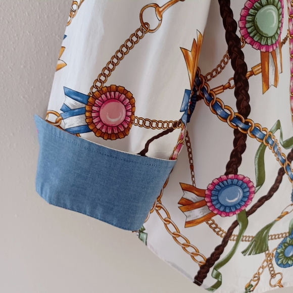 TALBOTS Classic Cotton Shirt - Links & Ribbons, size L - Picture 7 of 15